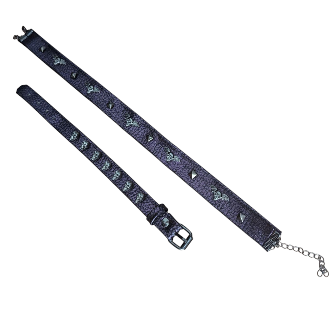 Choker morado Calaveras Murciélago