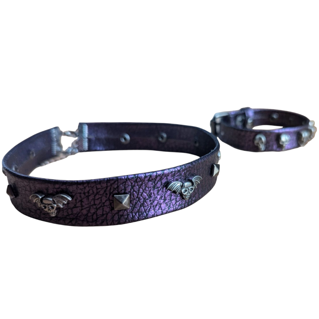 Choker morado Calaveras Murciélago