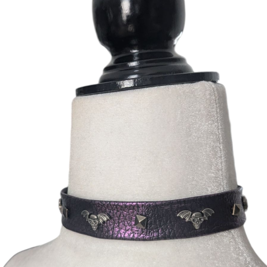 Choker morado Calaveras Murciélago