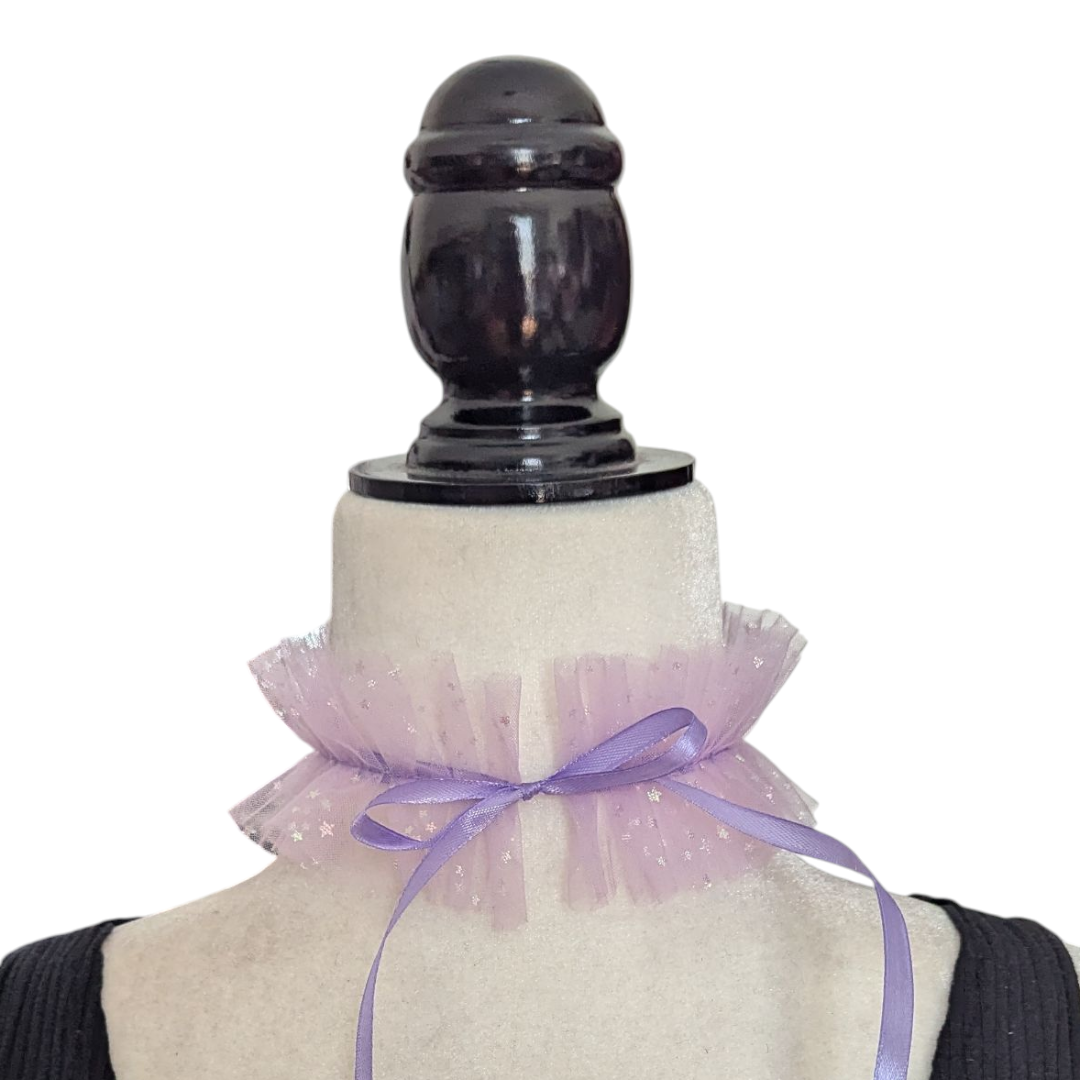 Juego Choker estilo gorguera y muñequeras de gasa lila