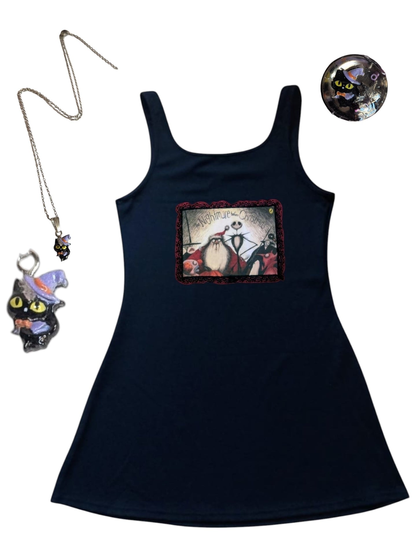 Vestido Pesadilla Antes de Navidad + Collar+ Prendedor