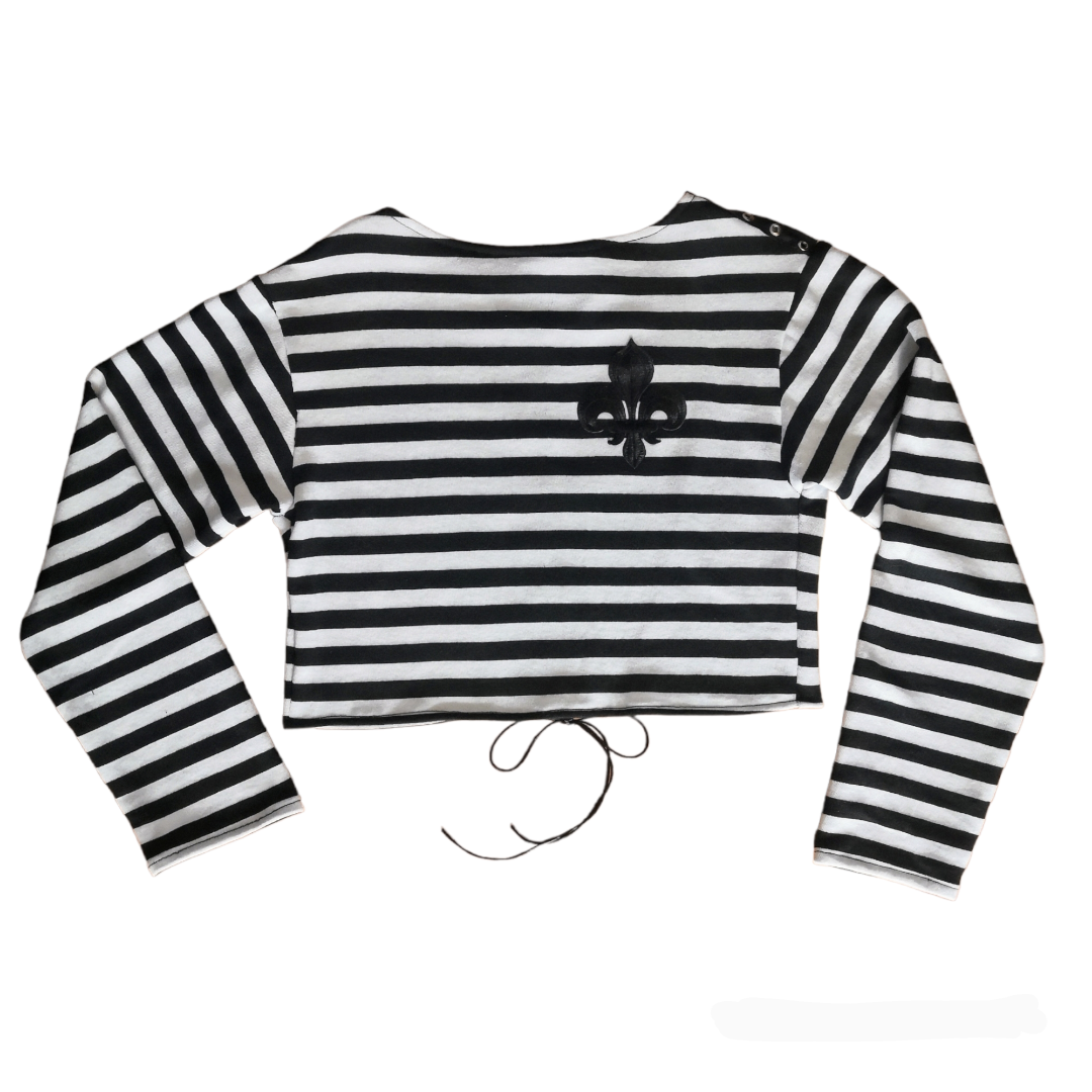 Sudadera Crop Rayas Blanco y Negro