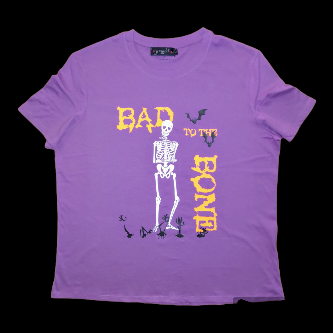 Camiseta lila Bad to the Bone