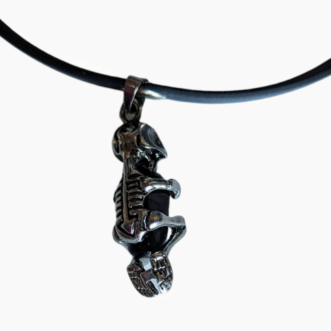 Collar-choker Calavera con Obsidiana