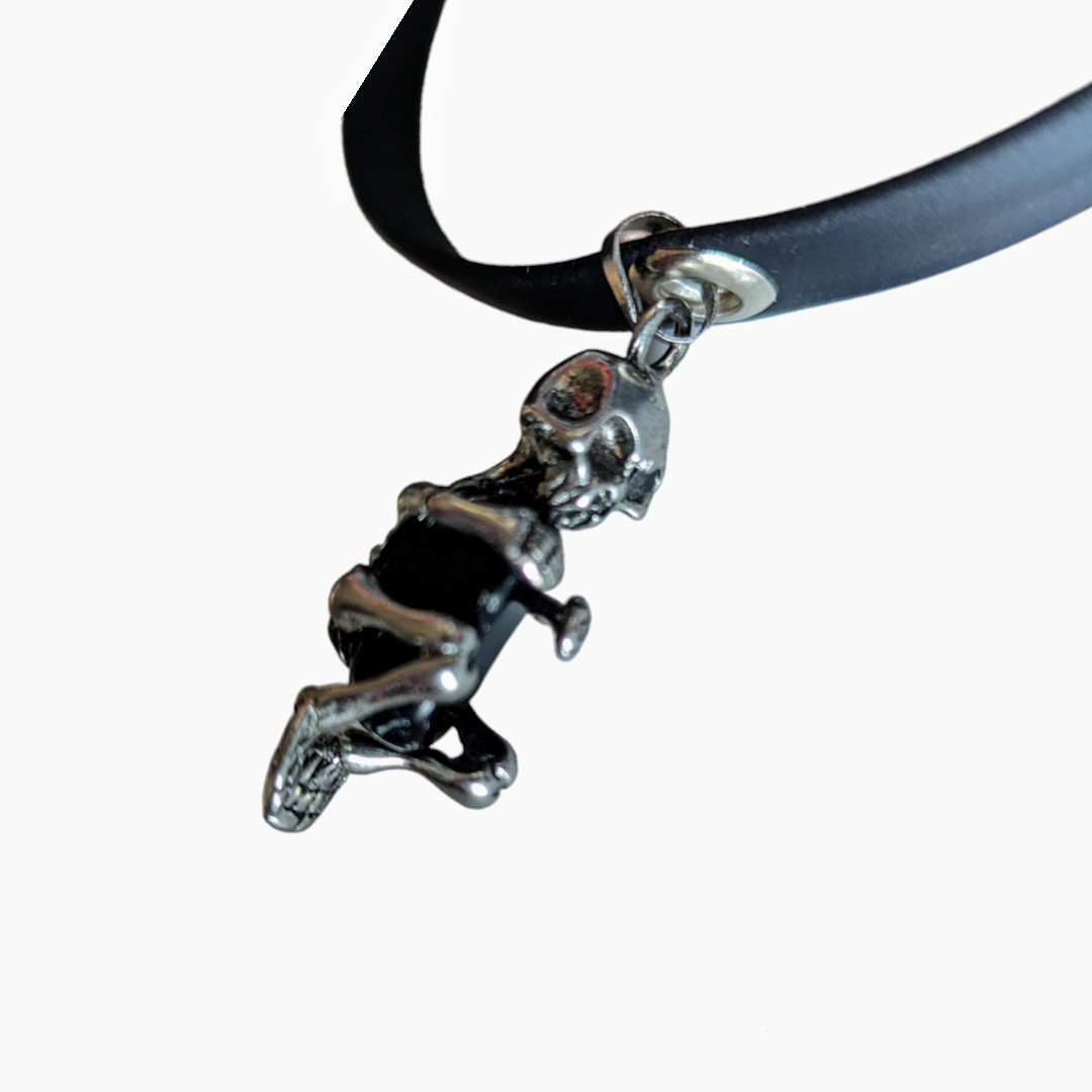 Collar-choker Calavera con Obsidiana