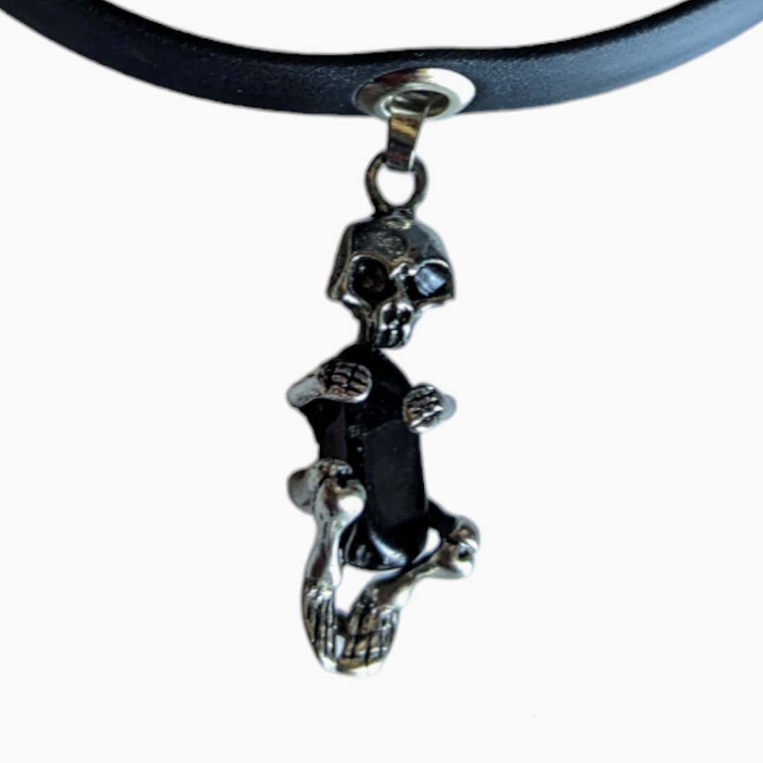 Collar-choker Calavera con Obsidiana