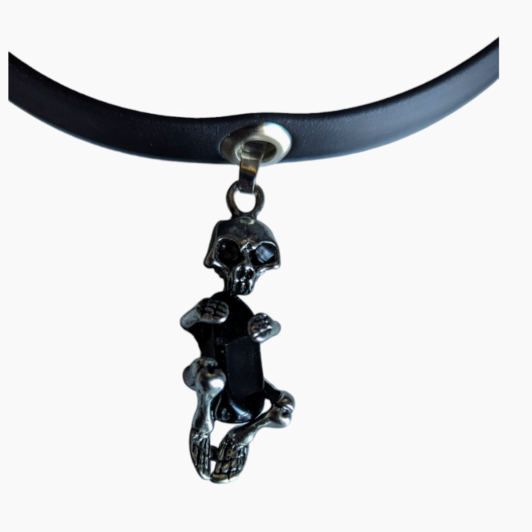 Collar-choker Calavera con Obsidiana