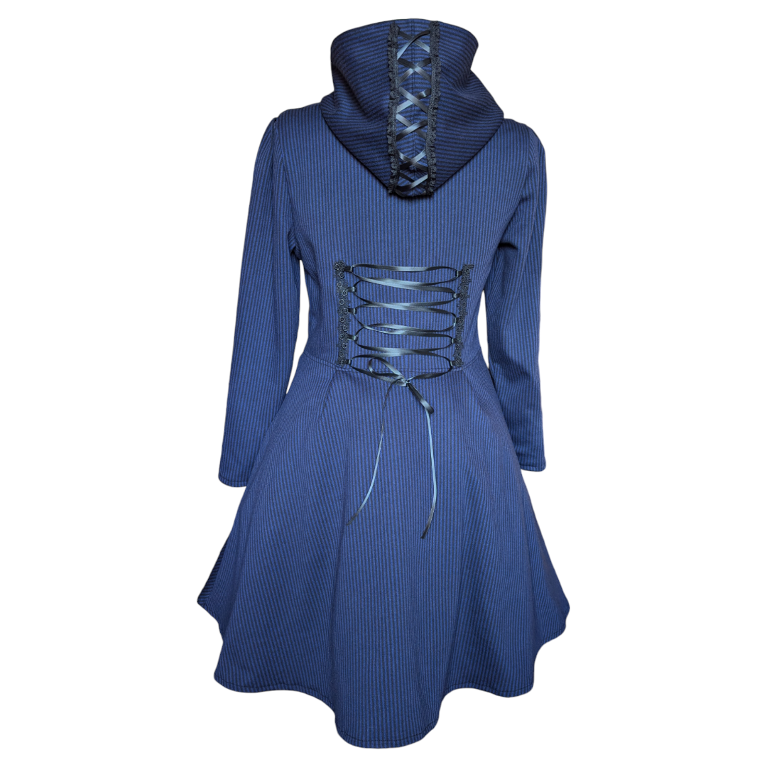 Abrigo rayado azul y negro Gothic Lolita Miércoles