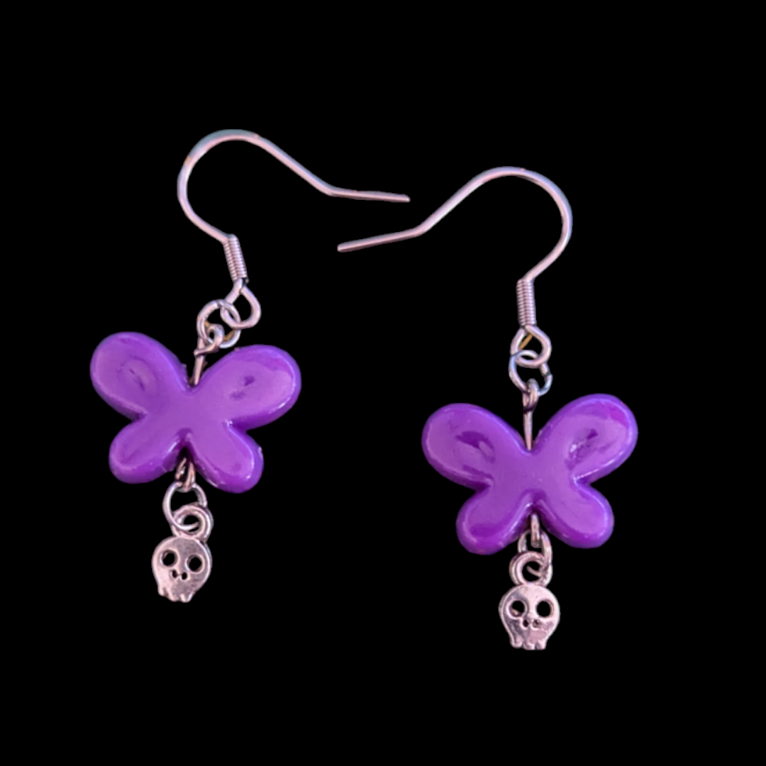 Pendientes Calaveritas mini con Mariposas