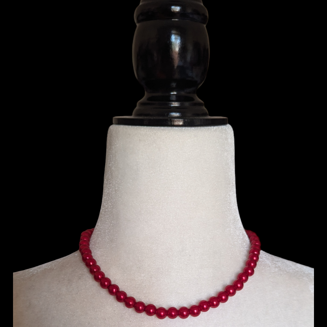 Collar perlas rojas Pinup