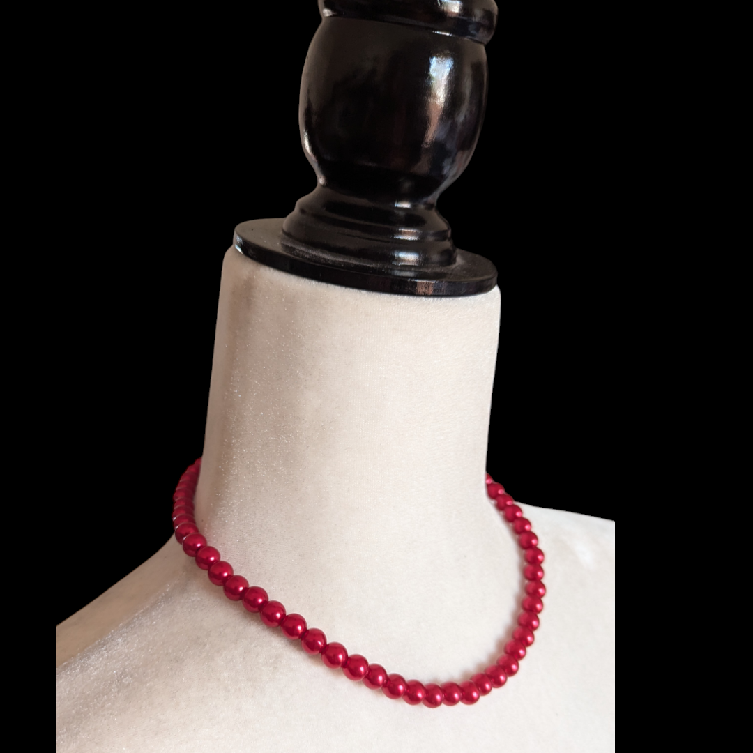 Collar perlas rojas Pinup