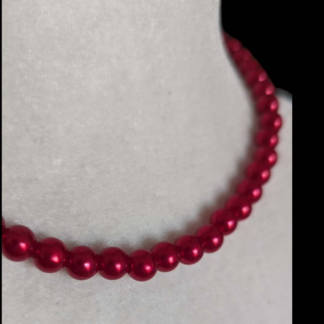 Collar perlas rojas Pinup