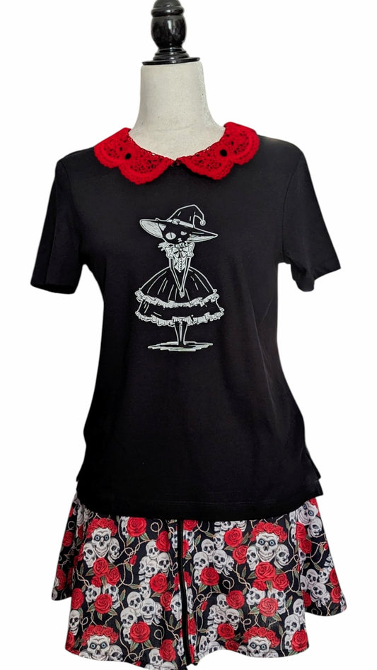 Camiseta c/ cuello tejido Gata Bruja