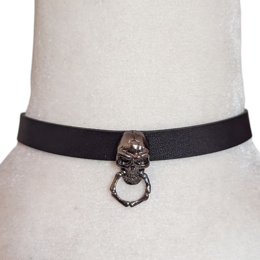 Choker calavera niquel