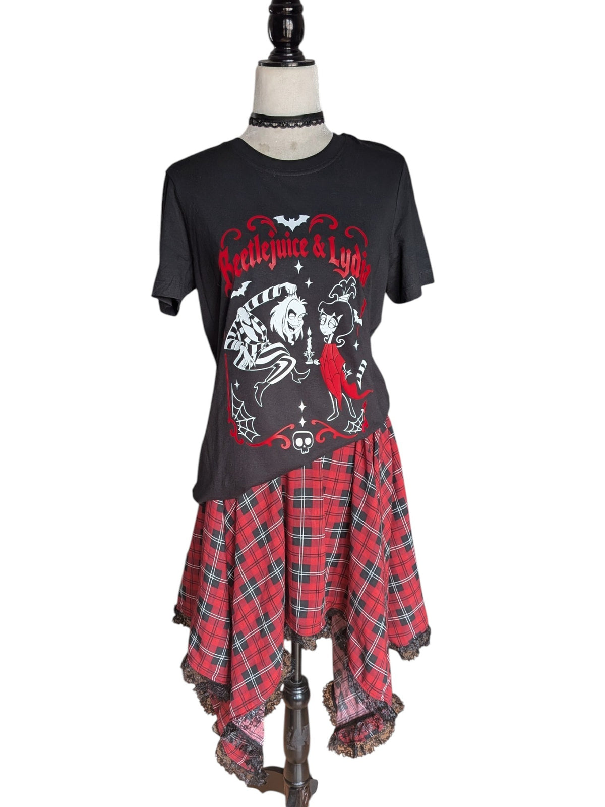 Falda Gothic roja y negra